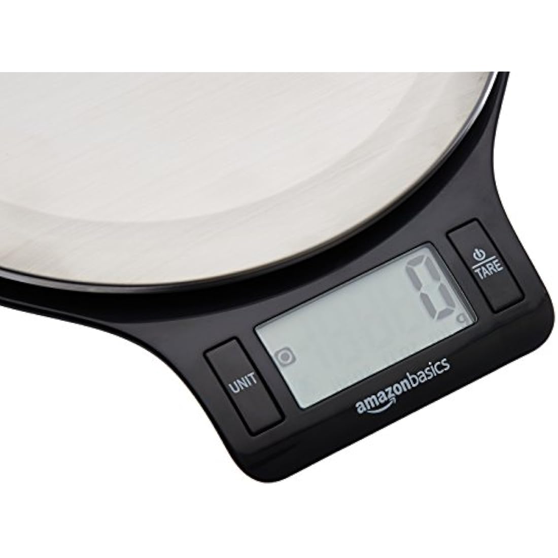 Amazon Basics Digital kitchen scales with LCD display (with batteries), Black and Stainless Steel, BPA free, Weighs up to 11 pounds