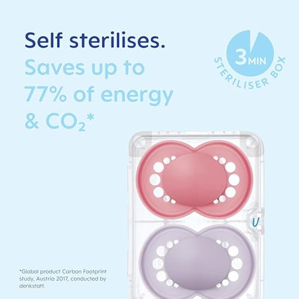 MAM Original Soothers | 6 Plus Months | 2 Pack | Comes in Dummy Steriliser Case | Orthodontic Design | Baby Accessories | Cream (Various Designs)