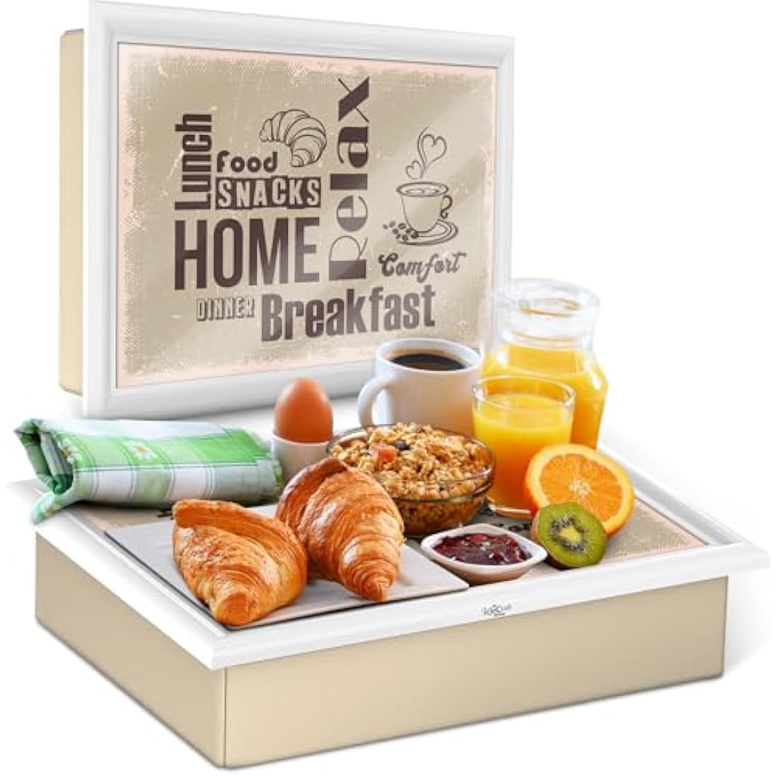 Empire Lap Tray with Bean Bag Cushion – Wooden Soft Padded Lap Tray with Cushion for Eating, Drinking & Laptop – Ideal for Breakfast, Dinner, Snacks & Work – Comfortable, Portable with Sturdy Design