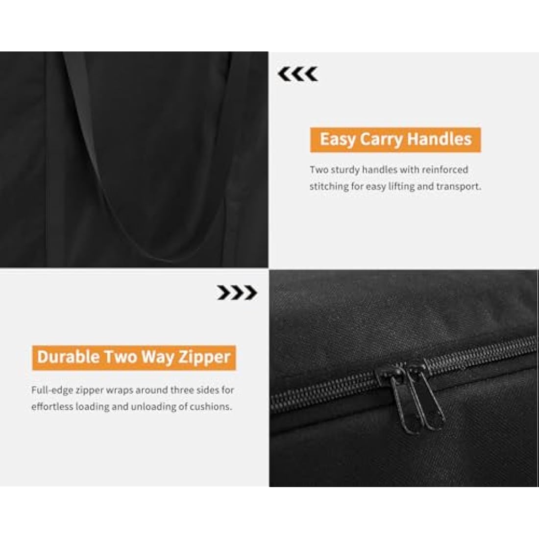 Dokon Garden Furniture Cushion Storage Bag Waterproof Christmas Tree Storage Bag Anti-UV Heavy Duty Oxford Fabric Outdoor Cushion Bags with Durable Handle and Zipper (125x40x55cm) - Black