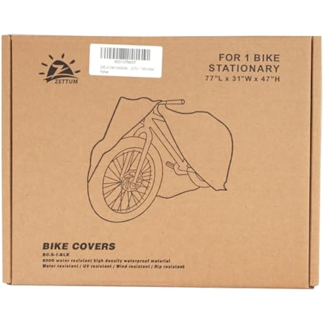 Zettum Bike Cover for 1 Bikes - Stationary Bike Covers for Outside Storage Waterproof Outdoor & Heavy Duty, 600D PU Coating Bicycle Covers for 1 Bike Mountain Bikes, Road Bike, Beach Cruiser Bike