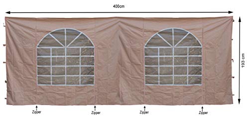 QUICK STAR Gazebo Side Wall, 300 x 193 cm / 400 x 193 cm, Polyester with PVC Window, Sand, Style: Garden, Waterproof, Star Shape