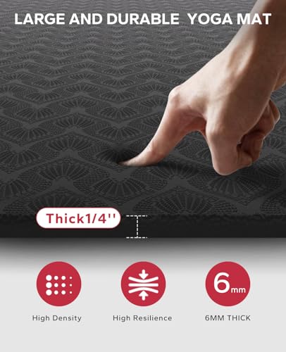 HAPBEAR Large Yoga Mat for Women- 198cm?137cm?6mm, TPE Non-Slip, Durable, Eco-Friendly, Extra Large Thick Wide Exercise Mat for