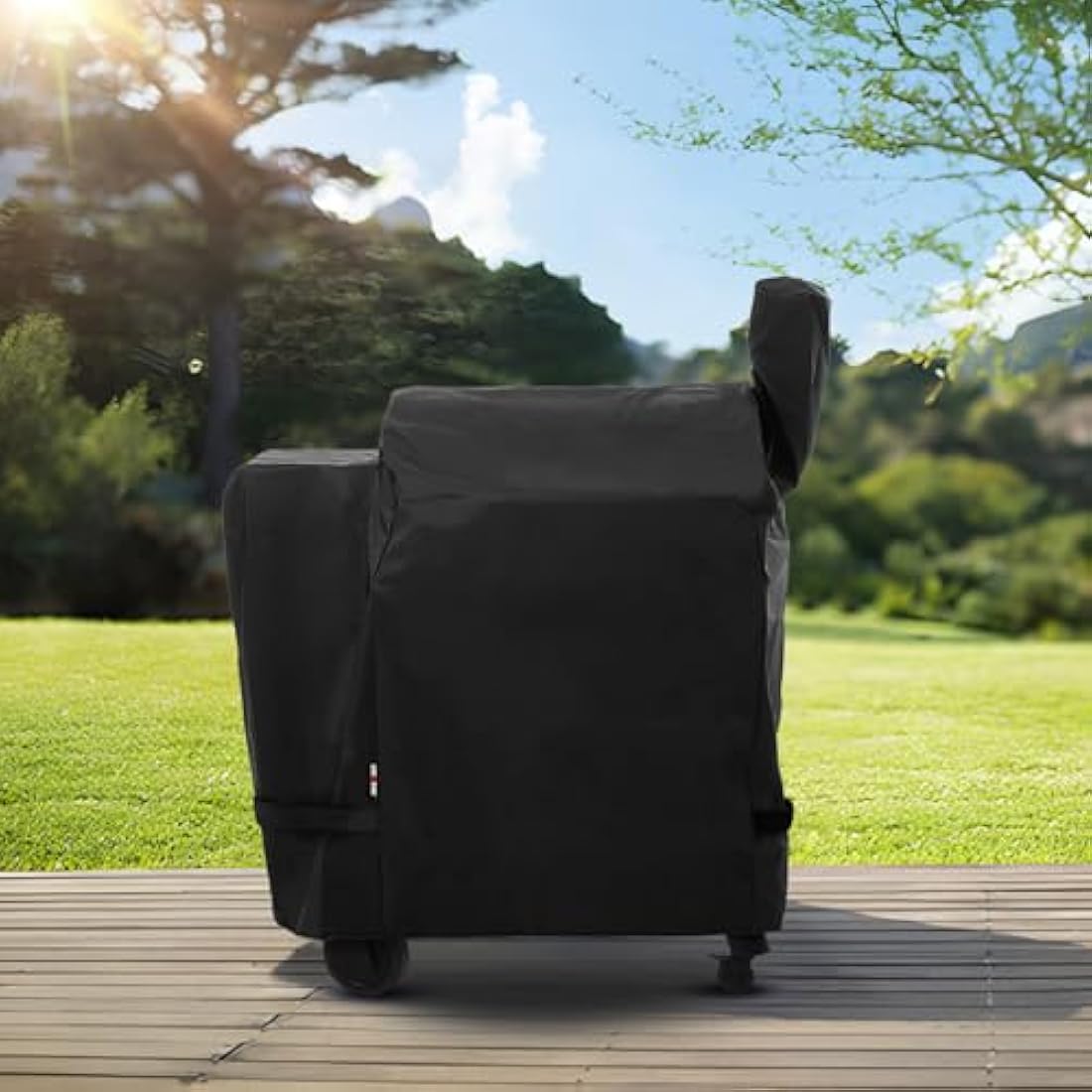 Unicook Heavy Duty Waterproof Wood Pellet Grill Cover, Full Length Gasgrill Cover, Fade and UV Resistant Material, Compatible with Traeger 22 Series Pellet Grill and More, Black