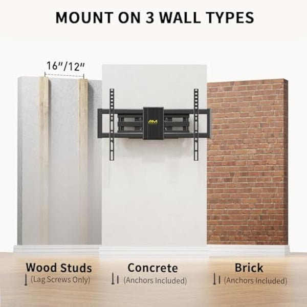 Alphamount TV Wall Bracket for Most 37 to 75 Inch 4K LED & OLED TVs up to 45kg, TV Bracket with Dual Articulating Arms, Swivel, Extension & Tilt, Wall Mount with Max VESA 600x400mm