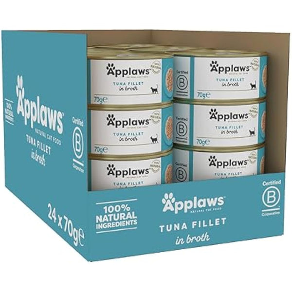 Applaws 100% Natural Wet Cat Food 24 x 70g Tuna Fillet Tins in Broth