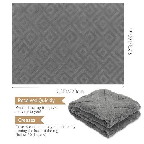 Enyhom Machine Washable Area Rug, 160 x 220 cm Large Soft Geometric Rugs for Bedroom Modern Design Grey Rugs Living Room Non Slip Carpet Stain