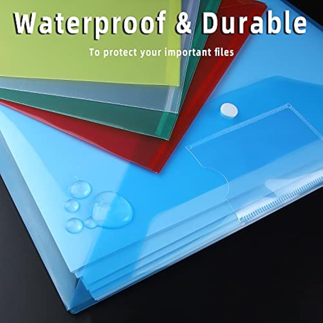 Plastic Wallets A4-30 Pack Plastic Folders Waterproof Document Wallet Files Folder Clear A4 Wallets with Popper Wallet for Home, School, Travel and Office Supplies Storage, Assorted Colours