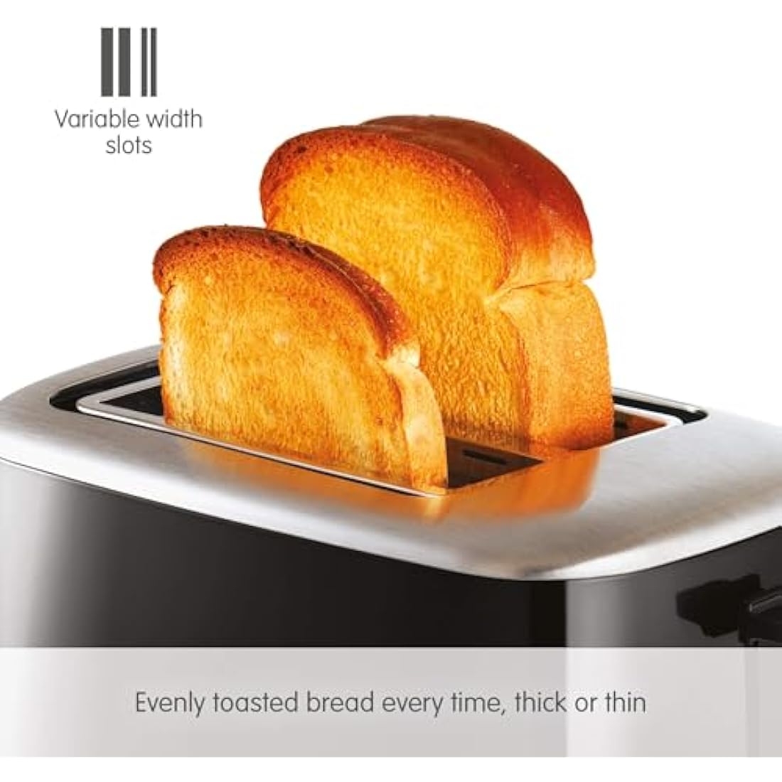 Morphy Richards Equip Black 2 Slice Toaster - Defrost And Reheat Settings - 2 Slot - Stainless Steel - 222064