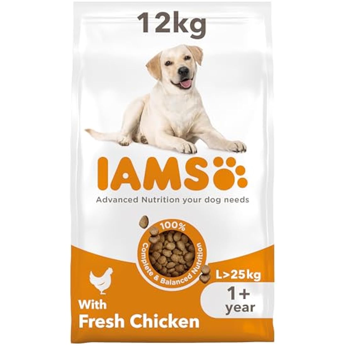 IAMS Adult Large Complete Dry Dog Food Chicken 12kg - With DentalCare System