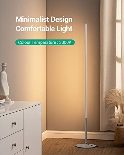EDISHINE Modern LED Floor Lamp, 57.5" Minimalist Dimmable Corner Lighting, Standing Tall Floor Lamp for Living Room, Bedroom, Office, 3000K Warm White Light