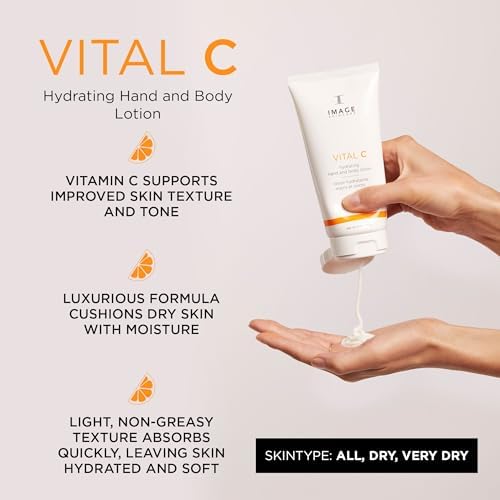 IMAGE Skincare, VITAL C Hydrating Hand and Body Lotion, Brightening and Moisturizing with Vitamin C, Shea Butter and Hyaluronic Acid, 170 g