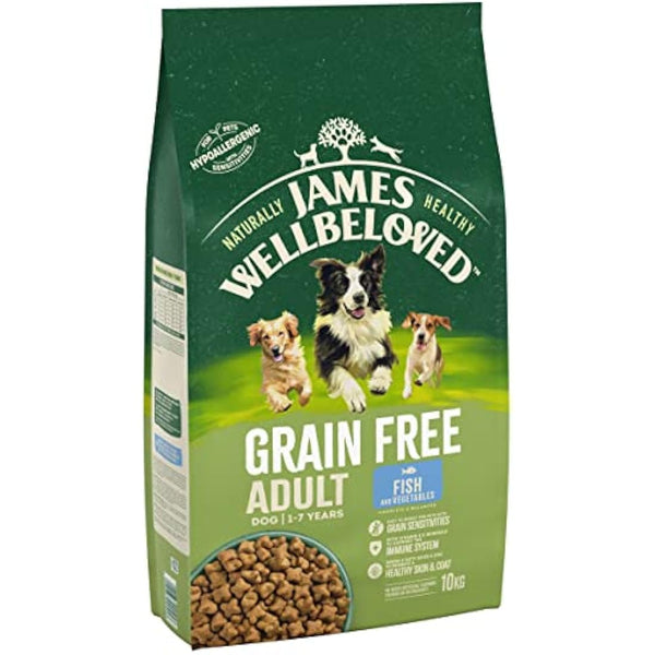 James Wellbeloved Grain Free Adult Fish and Vegetables 10 kg Bag, Hypoallergenic Dry Dog Food