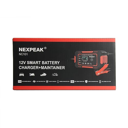 6-Amp Car Battery Charger, 12V Smart Fully Automatic Battery Charger with Temperature Compensation for Car Truck Motorcycle Marine Lead Acid Batteries