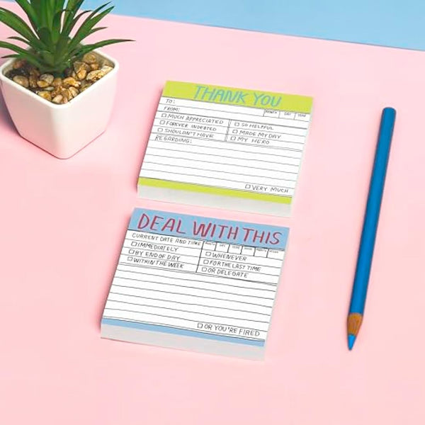 8-Pack Knock Knock Deal with This Hand-Lettered Sticky Notes, to Do Pads, 3 x 3-inches, 100 Sheets Each