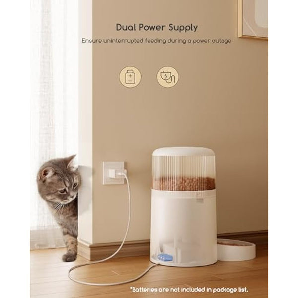 Faroro Automatic Cat Feeder with Camera, 3MP HD Video with Night Vision, 5G/2.4G WiFi Cat Feeder with APP Control, 2-Way Audio, Low Food Sensor, Motion Alerts for Cats and Dogs