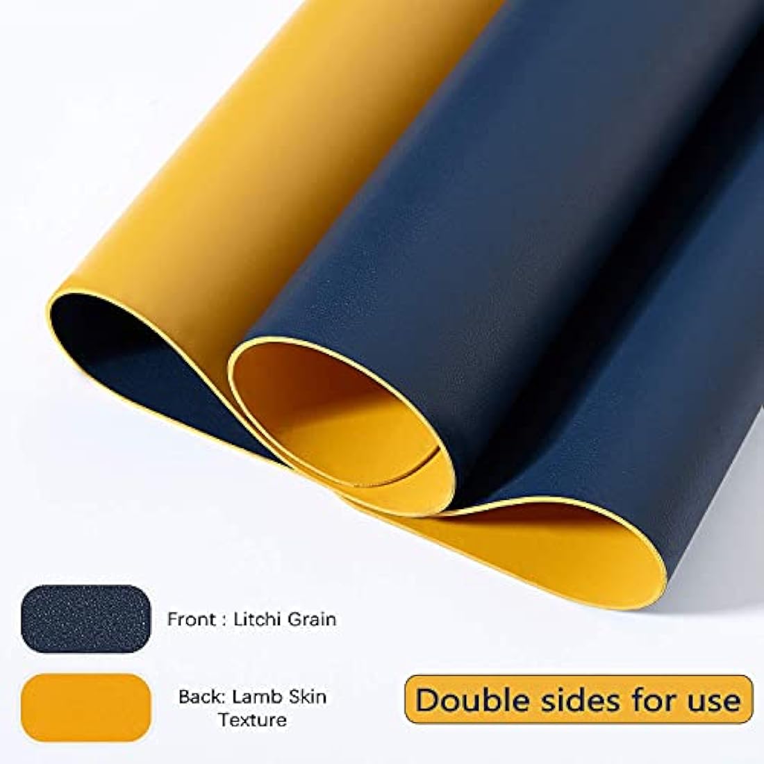 Desk Pad Large, Desk Mat, Extended Mouse Mat, Mouse Pad XL, Desk Blotter, DOBAOJIA Laptop Pad Writing Pad for Office/Home, Dual-Side Use PU Leather Waterproof 31.5" X 15.7" (Navy Blue/Yellow)