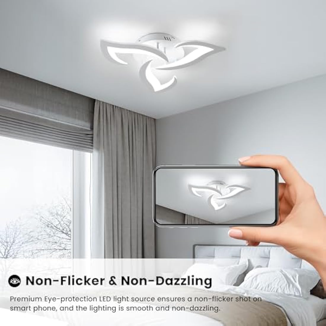 Dorlink LED Ceiling Light, 36W 3240LM Modern Design Ceiling Lighting, 3 Lights Living Room Ceiling Light Acrylic White Flower Fittings Ceilings for Bedroom, Kitchen, Dining Room 6500K Cool White
