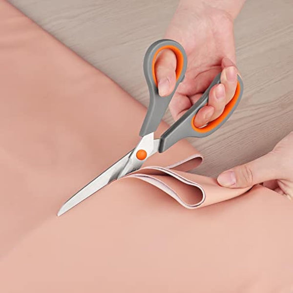 Asdirne Stainless Steel Scissors, Modern Style, Soft Grip Handle, 4 Pcs Pack - Orange