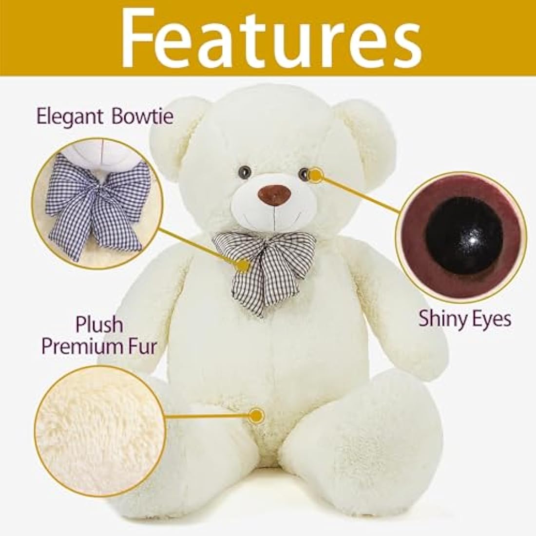 IKASA Giant Teddy Bear Soft Toys Stuffed Animals (78cm, white)
