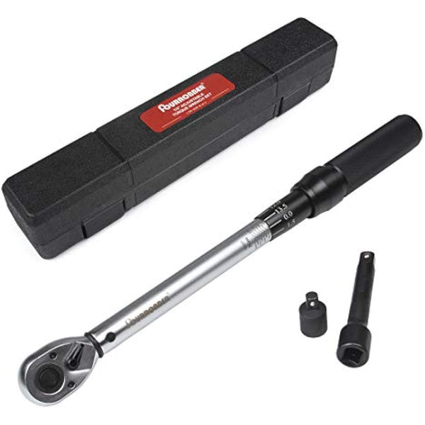 FOURROBBER Torque Wrench1/2-Inch Drive Click 25-220 Nm Dual-Direction Adjustable Torque Wrench Set