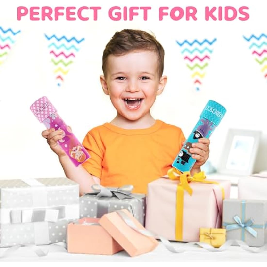 D-FantiX Classic Tin Kaleidoscope, 2 Pack Kaleidoscope for Kids Boys Girls, Retro Toys Educational Toys with Metal Body, Boys Girls Birthday Party Gift, Goodie Bags, Party Favors for Kids(Style 1)