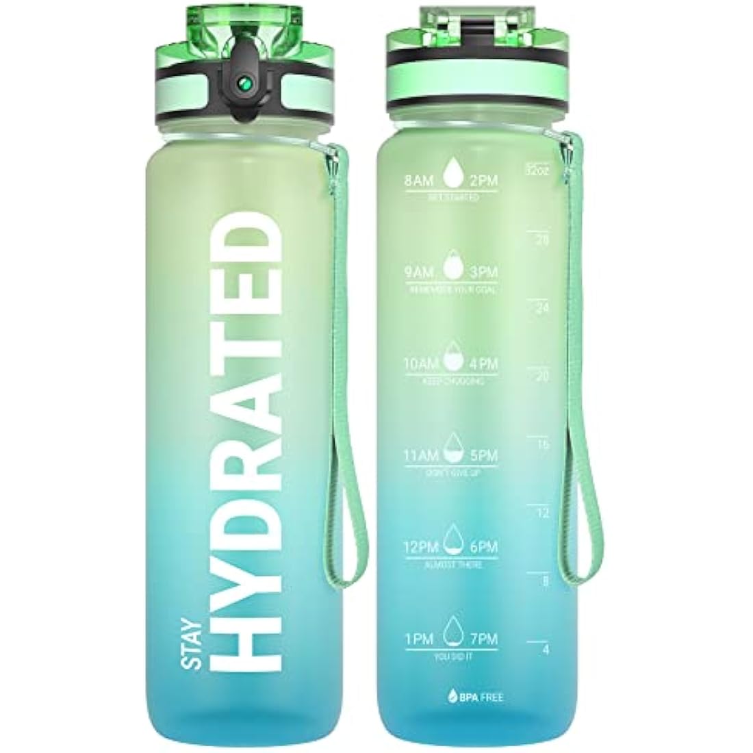 Sahara Sailor Leakproof Water Bottle 1L/500ML/750ML, Tritan BPA Free Motivational Sport Drinks Bottle with Clear Time Marker, Lock Cover, Easy Clean Brush, Durable for Gym, School, Cycling (1 Bottle)