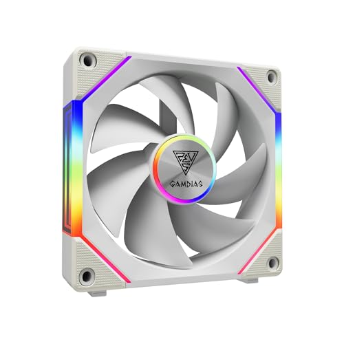 GAMDIAS 120mm ARGB PC Case Fans, Computer Case Fan, Cabless Daisy Chain Connection, Dual Infinity Mirror Lighting, Swappable Fan Blade for Reverse Airflow, Performance 30mm Thick, With Control Box