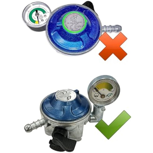 IGT 28Mbar Butane Gas Regulator With Pressure Gauge Fits 21Mm Gas Cylinders