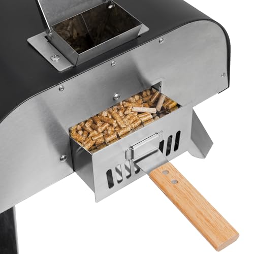 George Foreman Outdoor 12 Inch Wood Pellet Portable Wood Fired Pizza Oven Stainless Steel with Paddle and Carry Bag, BBQ Oven & Smoker, Foldable Legs GFWPPO1SSPC