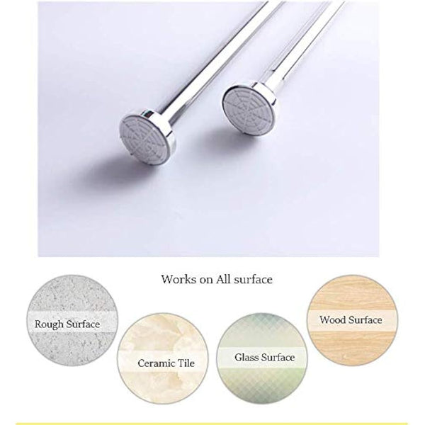 EC Breath Extendable Shower Curtain Poles 155-260cm Telescopic Tension Rod Rail Stainless Steel Bath Closet Hanging Pole