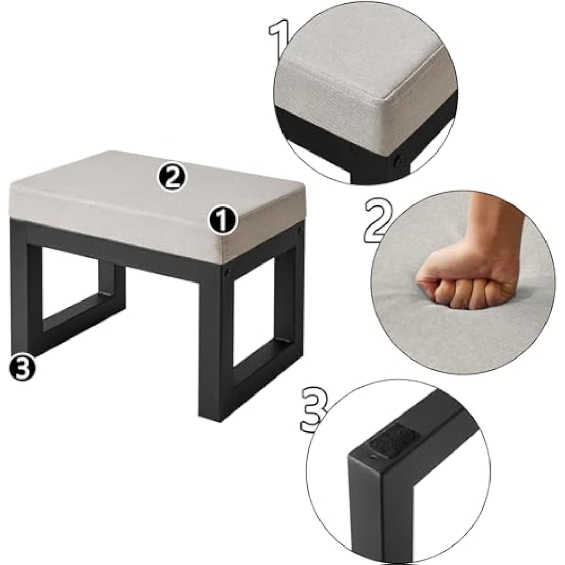 IBUYKE Small Foot Stool with Padded Seat, Pouffe Stool Change Shoe Footrest, Ottoman Footrest Extra Seating for Entryway for Living Room Bedroom, Gray WBD001G-X