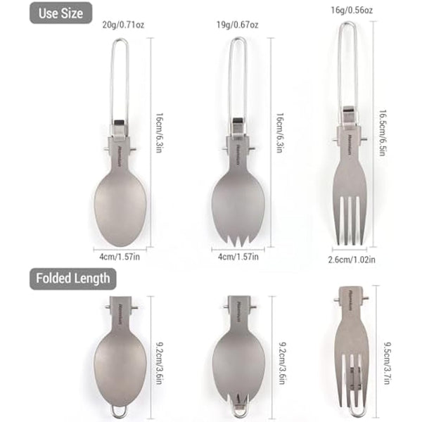 Aomiun 8PC Titanium Camping Plates Set with Utensils | Ultralight 5-Stack Outdoor Dinnerware (5 Plates + 3 Foldable Cutlery) | Corrosion-Resistant for Backpacking, Hiking, Picnic