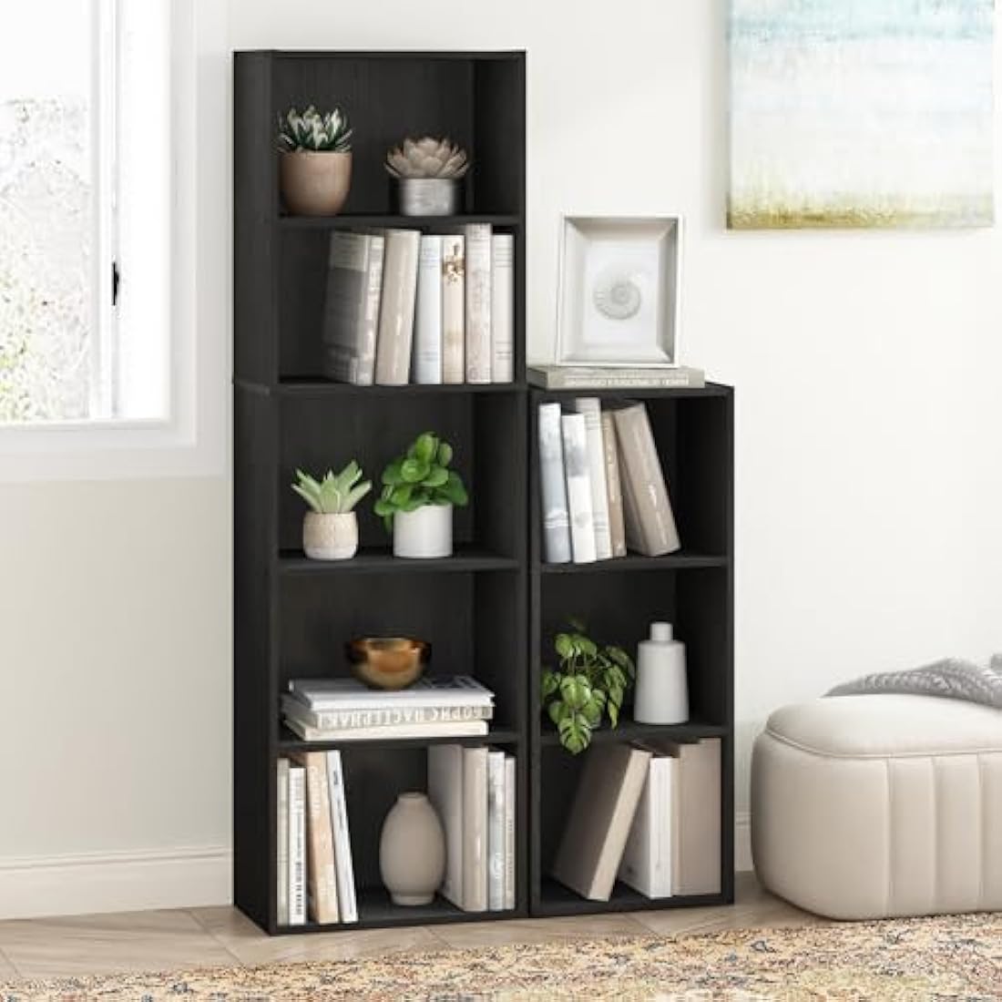 Furinno Luder 5-Tier Reversible Color Open Shelf Bookcase, Blackwood