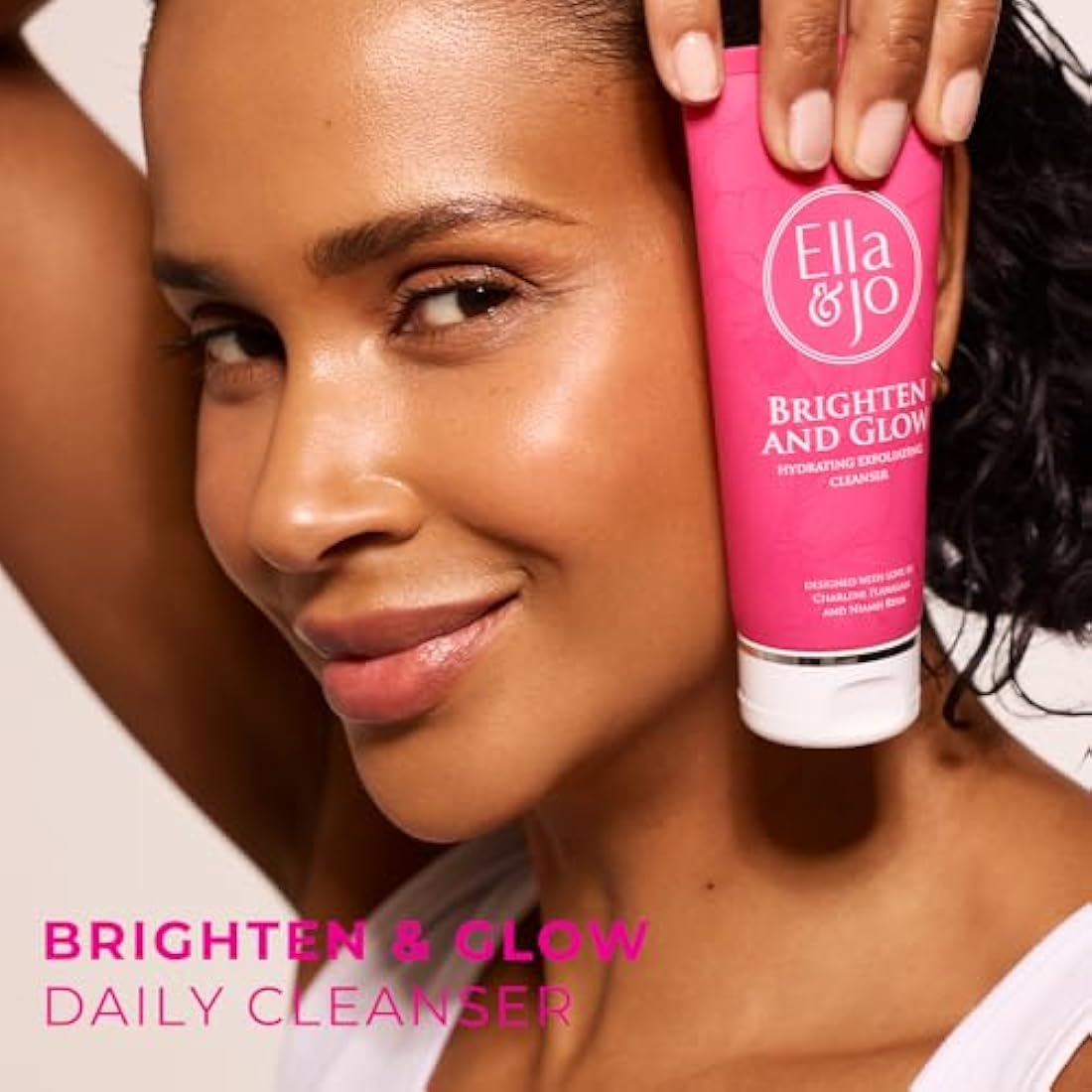 Ella & Jo Brighten & Glow Hydrating Exfoliating Cleanser - Gentle Daily Face Exfoliator with Pumpkin Enzyme, Vitamin A, E, and Omega 6 for a Brighter, Glowing, Hydrated, and Smoother Appearance