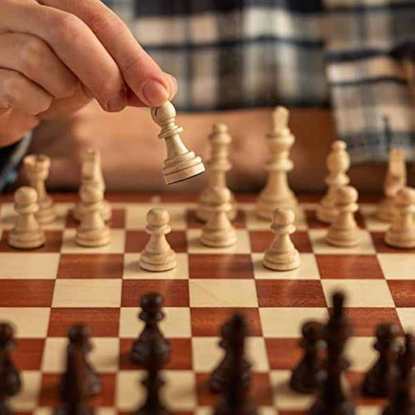 Master of Chess Tournament Wooden Chess Set with Pieces 28 cm / 11 in - Handcrafted Small and Portable Chess Board Game for Adults and Kids