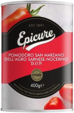 Epicure Tinned San Marzano Tomatoes, Delicious for Pasta Sauces & Casseroles, 400 g, (Pack of 12)