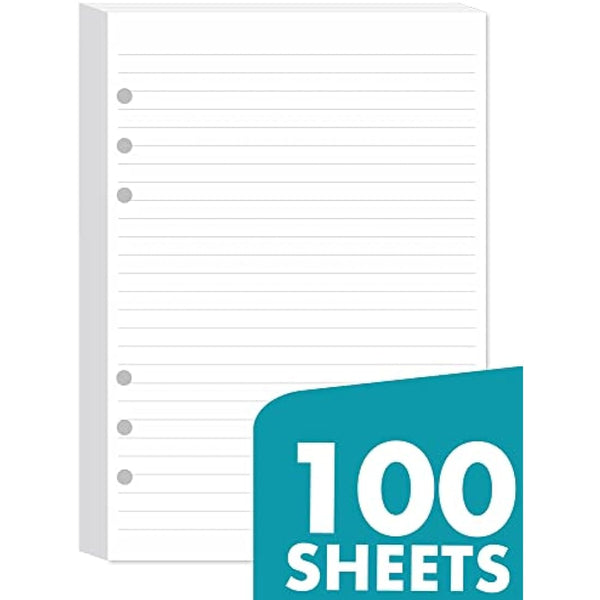 A5 Lined Refill Paper Compatible with Filofax A5 Organiser, 100 Sheets