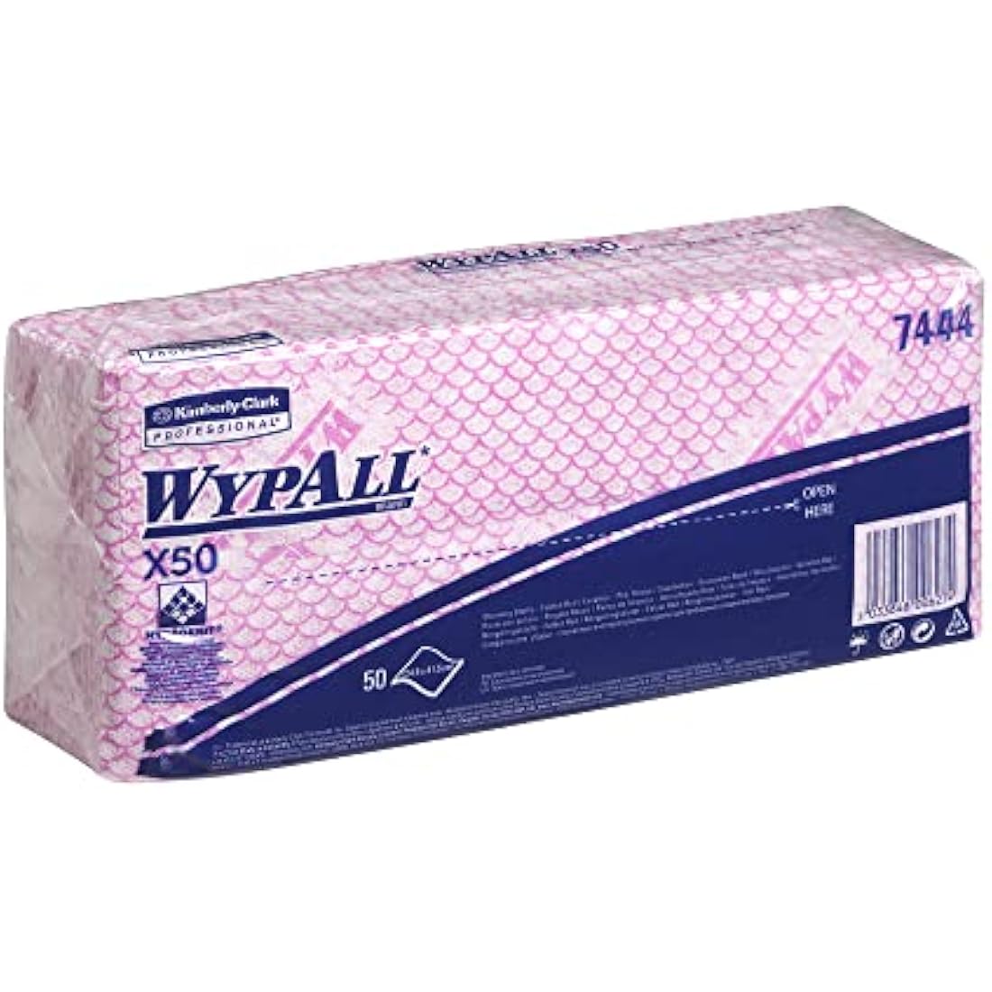 WypAll Cleaning Cloths, Red Colour Coded Wipes 7444, Food Contact Approved, 1 Ply – Durable and Absorbent, Workplace Hygiene, Poly Pack, 6 Packs x 50 (300 Total)