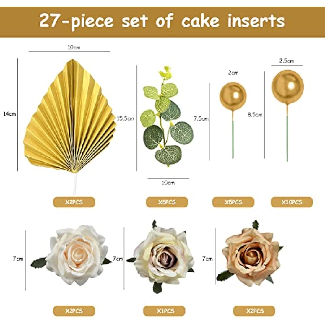 27pcs Rose Flower Cake Topper, Birthday Cake Decoration Set, Baking Dessert Decoration Accessories, Wedding Flower Wall Decoration, Suitable for Wedding Party, Birthday Party, Holiday Decoration