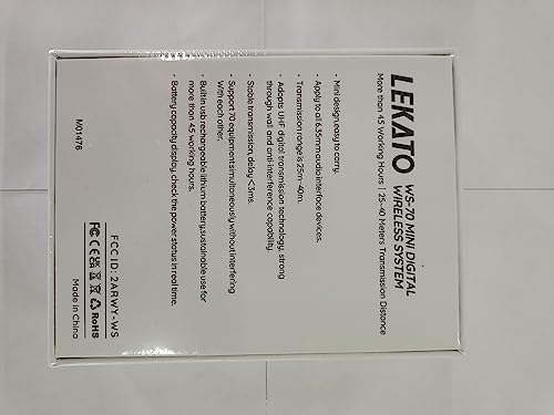 Wireless Guitar System,LEKATO Wireless Guitar Transmitter Receiver with 70 Channels,<3ms Low Latency Rechargeable Digital Audio Guitar Cable Cordless Bass Jack Lead for Electric Guitars,Bass,KeyBoard