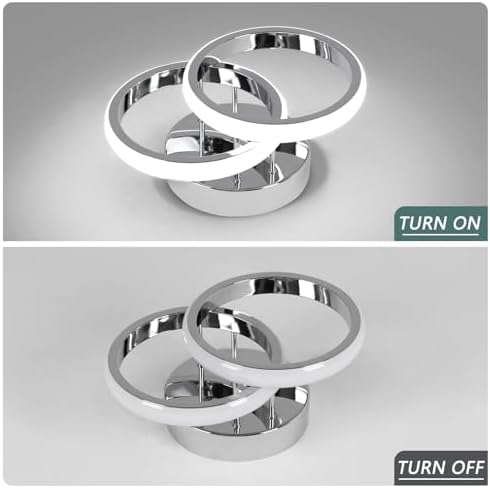 EIDISUNY LED Ceiling Light Modern 24cm Silver Round Simple Ceiling Lig ht Fixture LED for Corridor Kitchen Stairs Hallway Study Room Bedroom Living Roo m - Chrome 22W Cool White Light 6000K