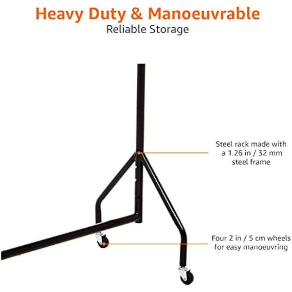 Amazon Basics Heavy Duty Clothes Rail Garment Rail, 1.21 x 1.52 m, Black