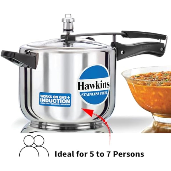 Hawkins 5 Litre Pressure Cooker, Stainless Steel Cooker, Induction Cooker, Silver (HSS50)