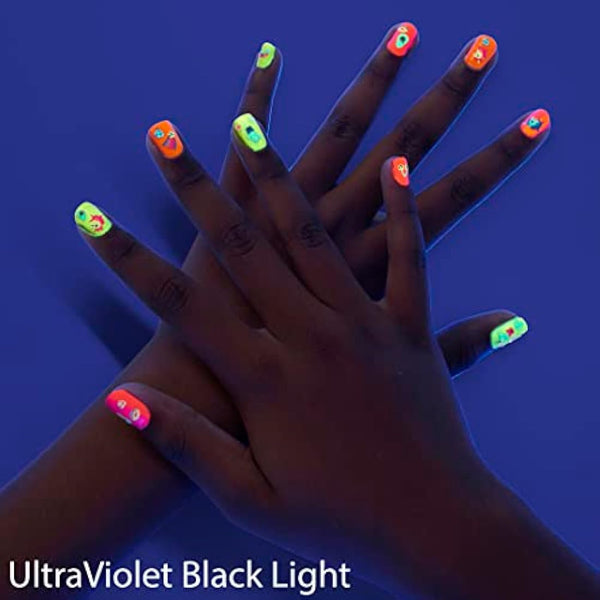 FabLab Glow In The Dark Nail Art Kit | Create FAB Neon Nail Art! | Includes 5 Nail Varnish Colours and 80+ Nail Stickers | Girls Gifts For Ages 8+