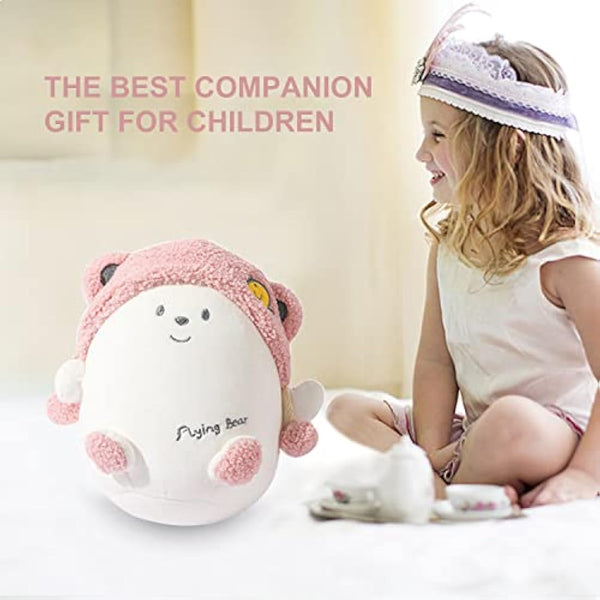 JOYRAVO Kids Travel Pillow - 2-in-1 Deformable Neck Pillow, Soft U-Shaped Pillow with Cute Plush Animals Comfy Sleep and Play Companion for Airplanes, Cars, and Travel - Pink Bear