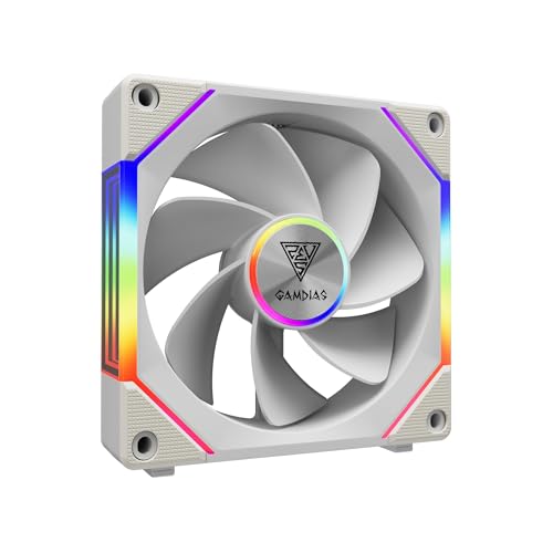 GAMDIAS 120mm ARGB PC Case Fans, Computer Case Fan, Cabless Daisy Chain Connection, Dual Infinity Mirror Lighting, Swappable Fan Blade for Reverse Airflow, Performance 30mm Thick, With Control Box