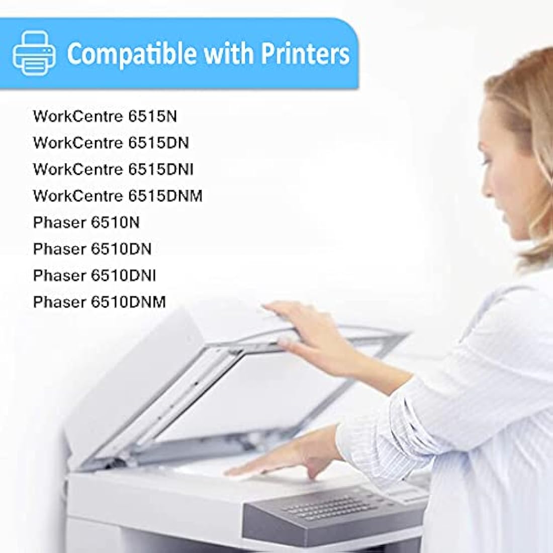 4 Colors Compatible Toner Cartridges Extra High Capacity 5500 Pages for BK 4300 Pages for C M Y for Xerox Phaser 6510 6510n 6510dn 6510dni, WorkCentre 6515 6515n 6515dn 6515dni