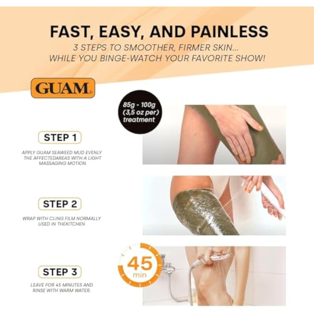 GUAM Seaweed Mud Anti Cellulite Treatment for Legs & Thighs - 1kg Natural Tightening Hot Body Mask - Skin Firming Antioxidant Cellulite Remover to Reduce Imperfections, Improves Tone & Elasticity