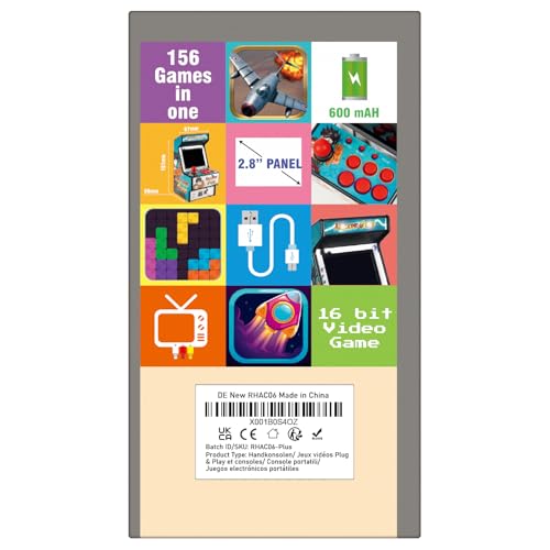 Mini Arcade Machine, 156 Built-In 16-Bit Games, 2.8” Full Colour Screen, 8-Way Joystick, Handheld Retro Games Console – Gaming by Golden Security!